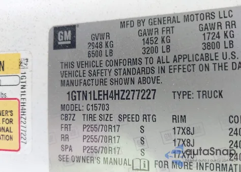 2017 GMC Sierra 1500 из США, поврежденный, VIN 1GTN1LEH4HZ277227